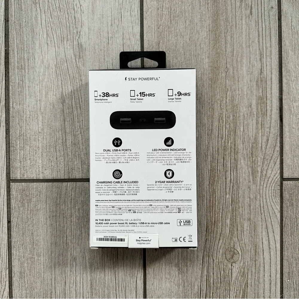 mophie Power Boost XL 10,400 mAh Portable Battery - Black